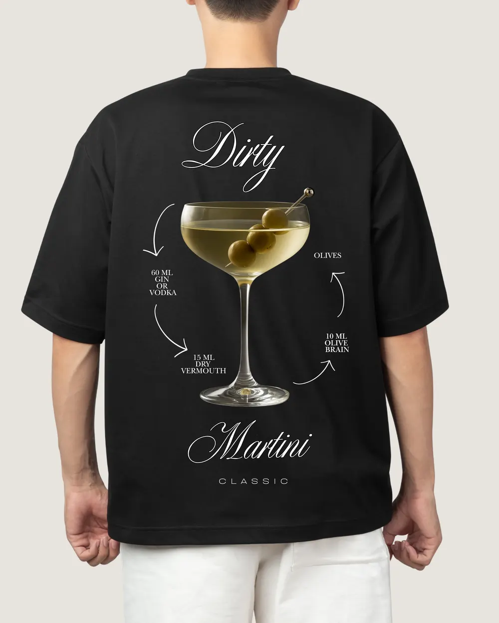 Playera Dirty Martini, vista de espalda